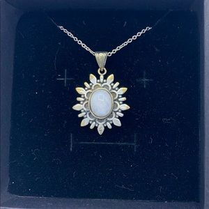 .925 Rainbow Moonstone flower pendant